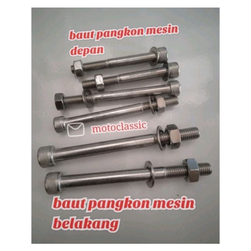 baut L stainless pangkon mesin depan set belakang drat 14 cb gl mp tiger