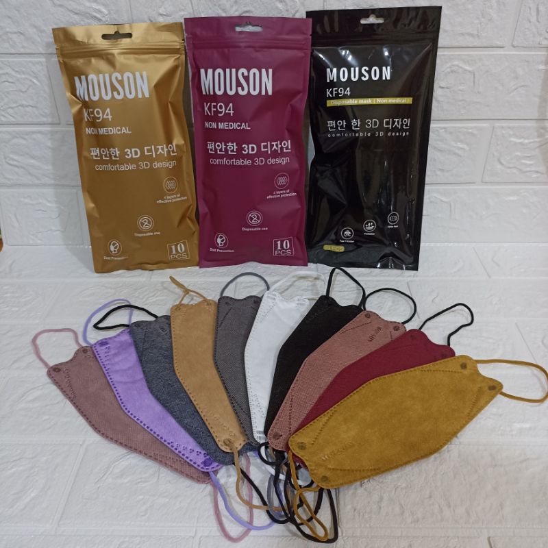 masker kf94 mouson 1pack 10pcs warna warni