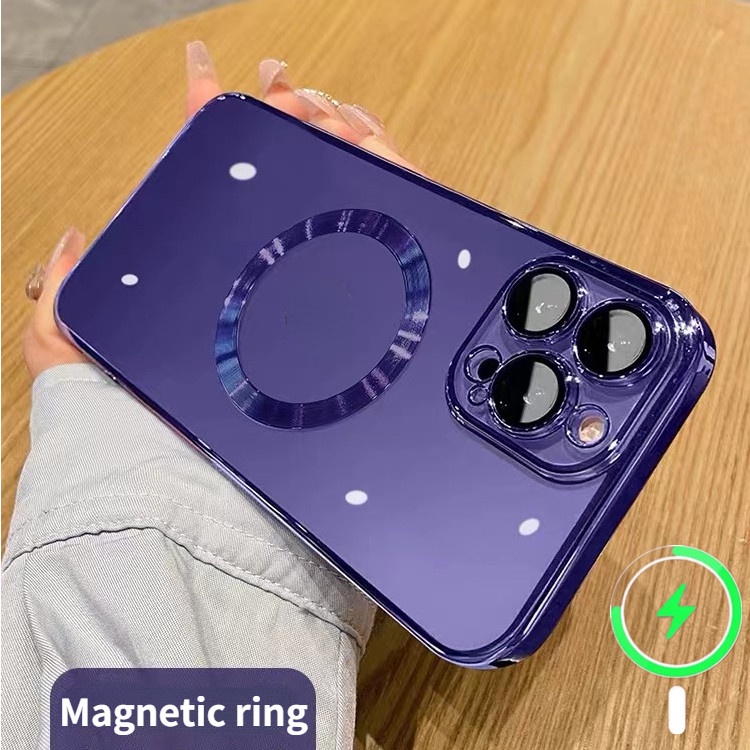 Soft case Magnetik electroplating Bahan Metal Untuk iphone 14 pro max plus 13 12 11 pro max