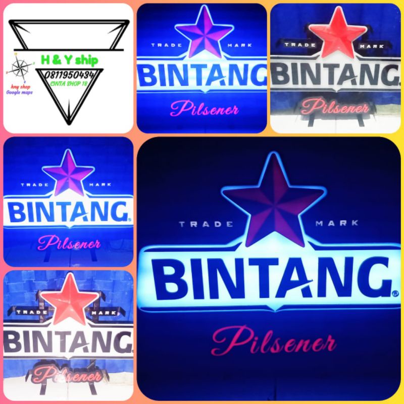 lampu led bintang/sign box bintang/neon box led