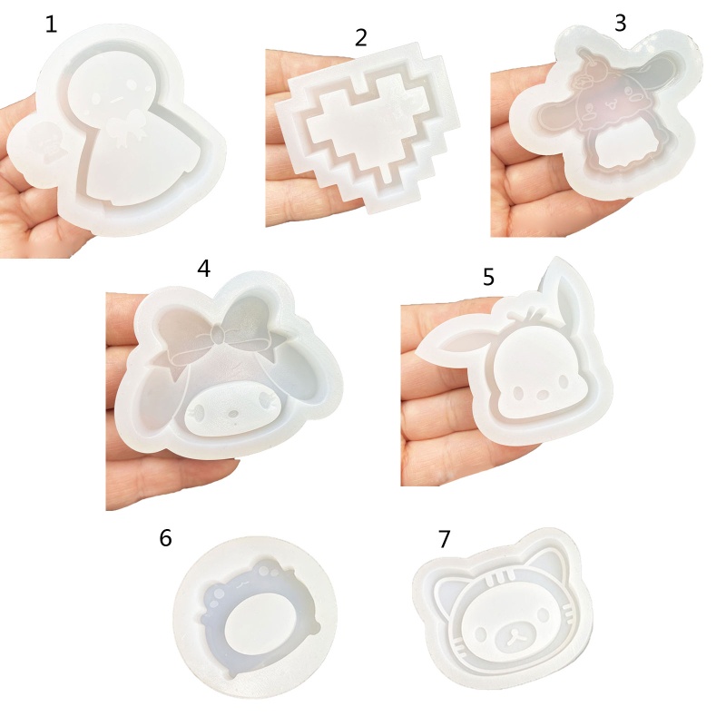 Siy Cetakan Kristal Epoxy Quicksand Bahan Silikon Bentuk Hewan Lucu Untuk Diy Craft / Gantungan Kunci