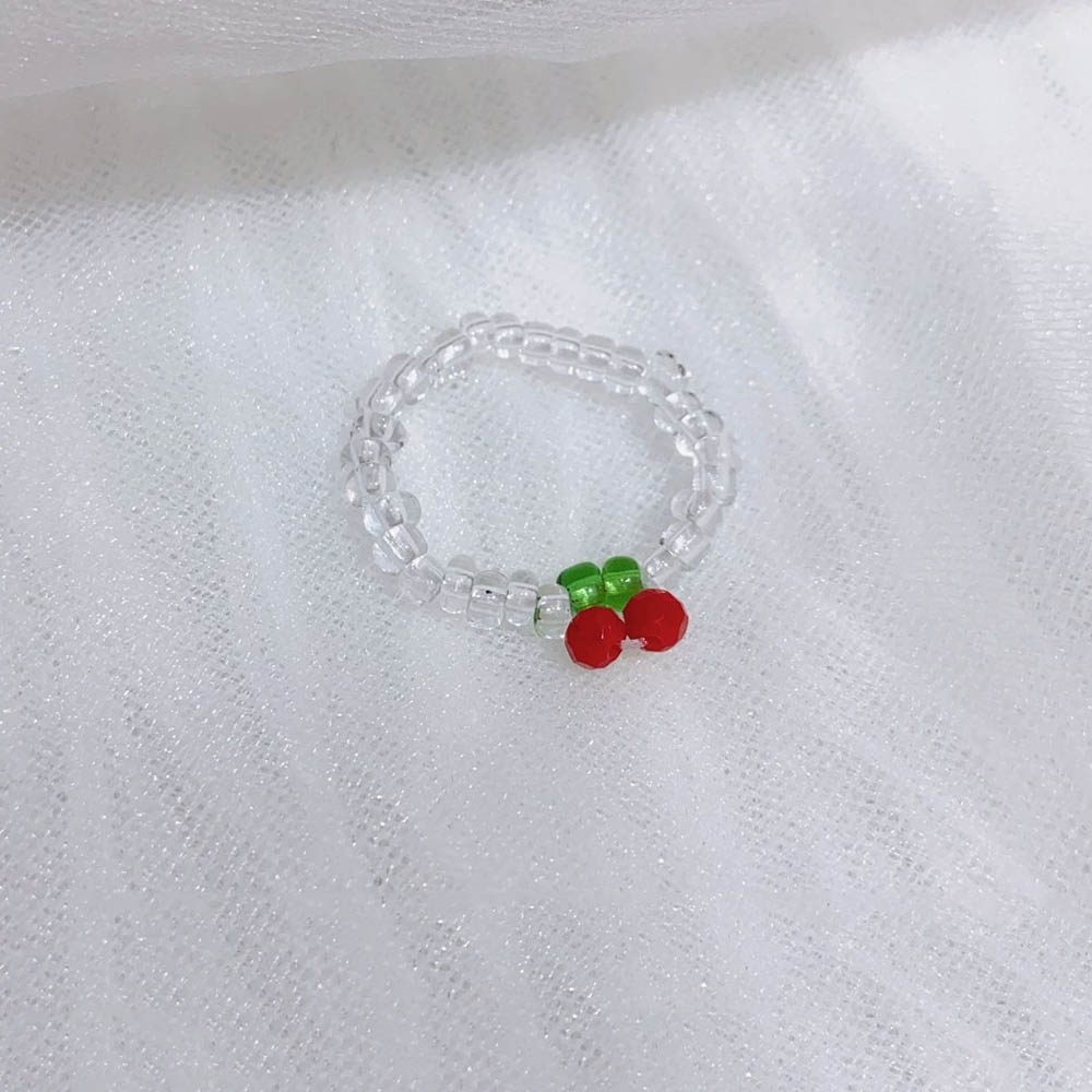 Cincin Manik-Manik Resin Warna Hitam Dan Putih Gaya Minimalis Untuk Wanita