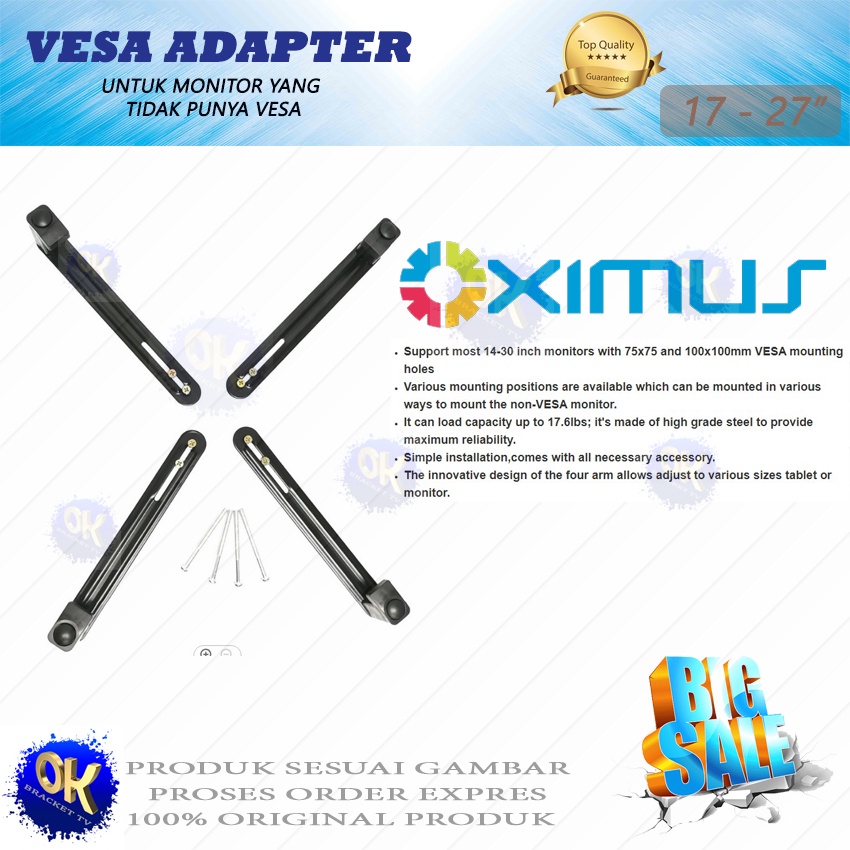 BRACKET LCD LED TV EXTENDED ADAPTER VESA OXIMUS EV-01