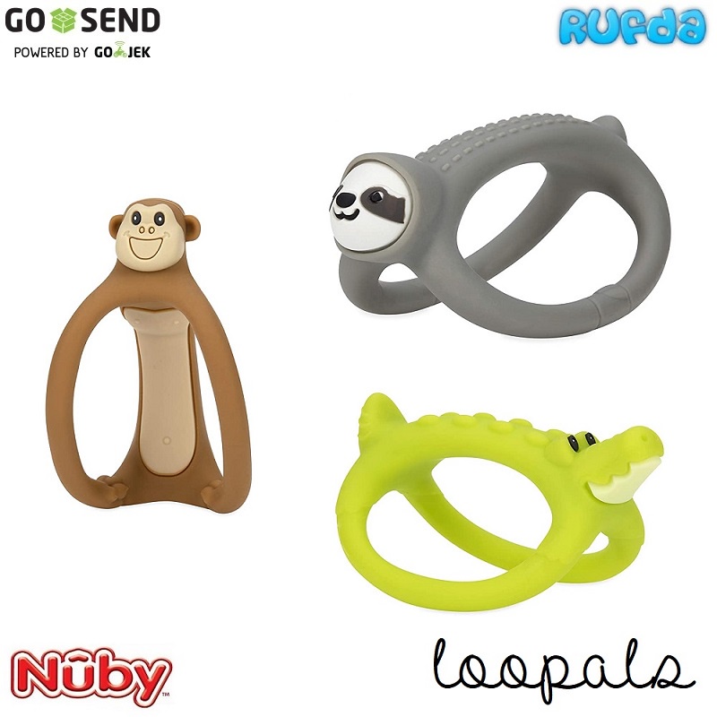 Nuby Loopals Loopy Legs Mainan Gigitan Silicone Mudah Digenggam Anak