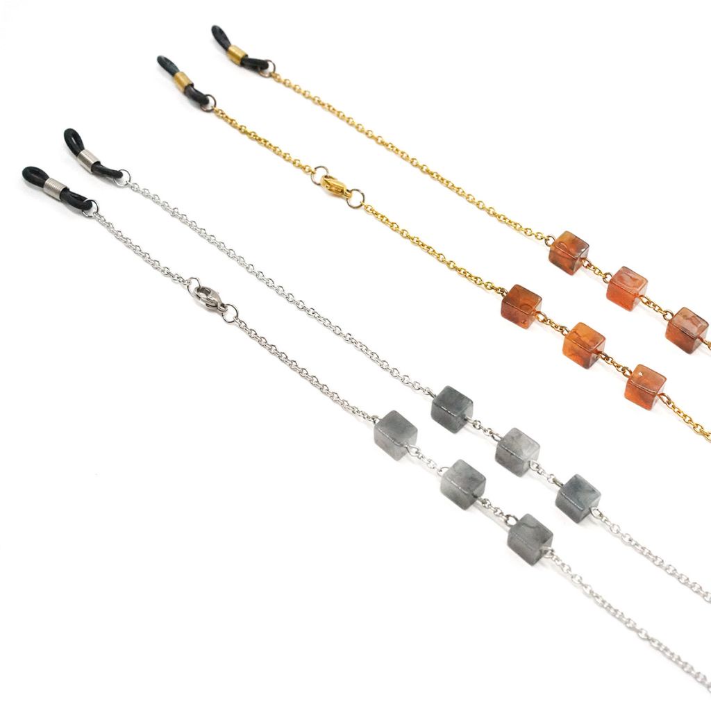 Mask Rope Glasses Chain Glasses Decorative Accessories Cube Multicolor Pendant Metal Glasses Chain Anti-slip Mask Extension Strap Glasses Lanyard Mask Chain -OW-