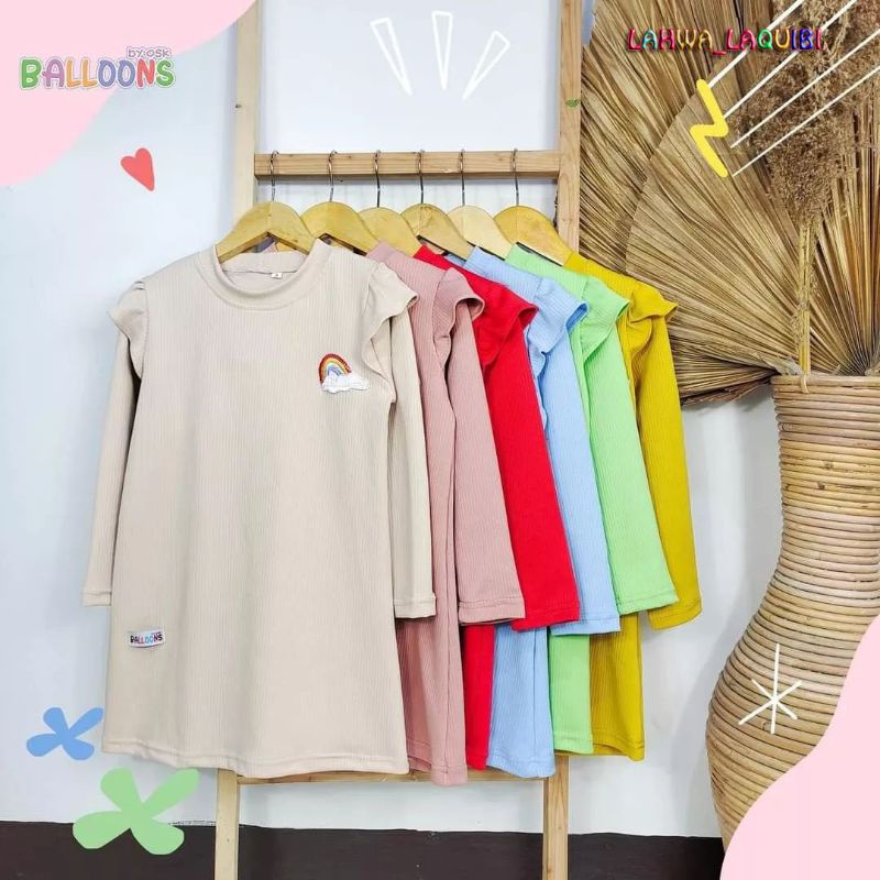 Baju Tunik Anak Perempuan Rainbow Knit Mango Premium