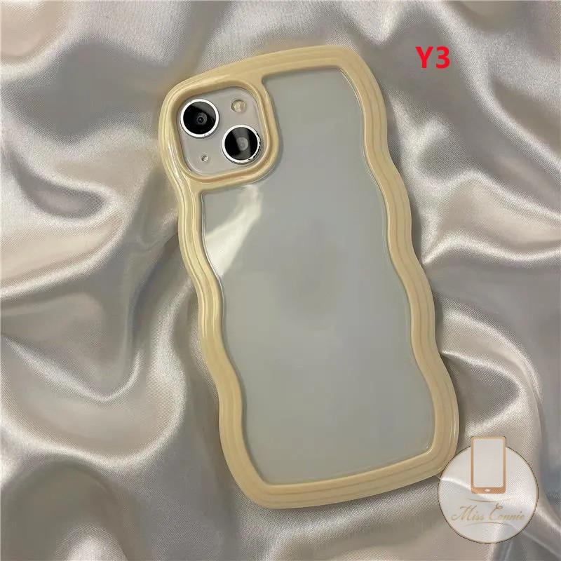 Casing Realme C35 10 9i 8i 9 Pro+C30 C53 C33 C21Y C25s C12 C15 C11 C25Y C17 7 8 8Pro 7I C20 C20A C3 6i 5i 5 5s Mewah Simple Macaron Warna Permen Wavy Edge Transparan Soft Case