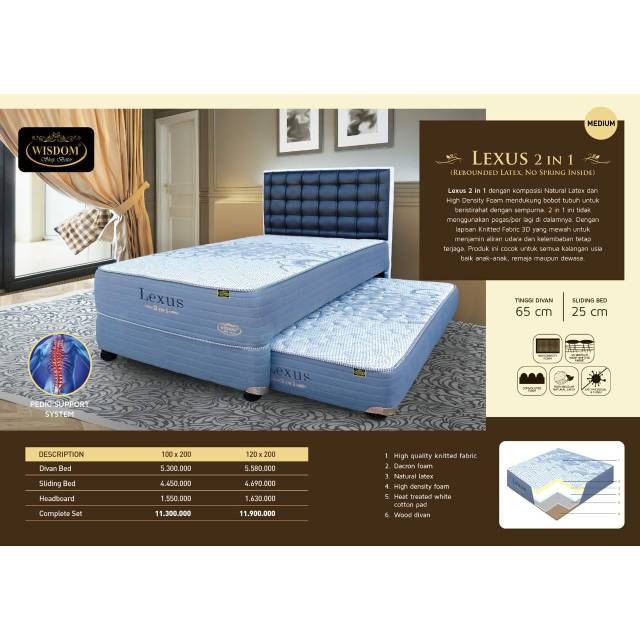 Bed Dorong Wisdom Lexus 2in1 Rebounded Latex. NO spring inside