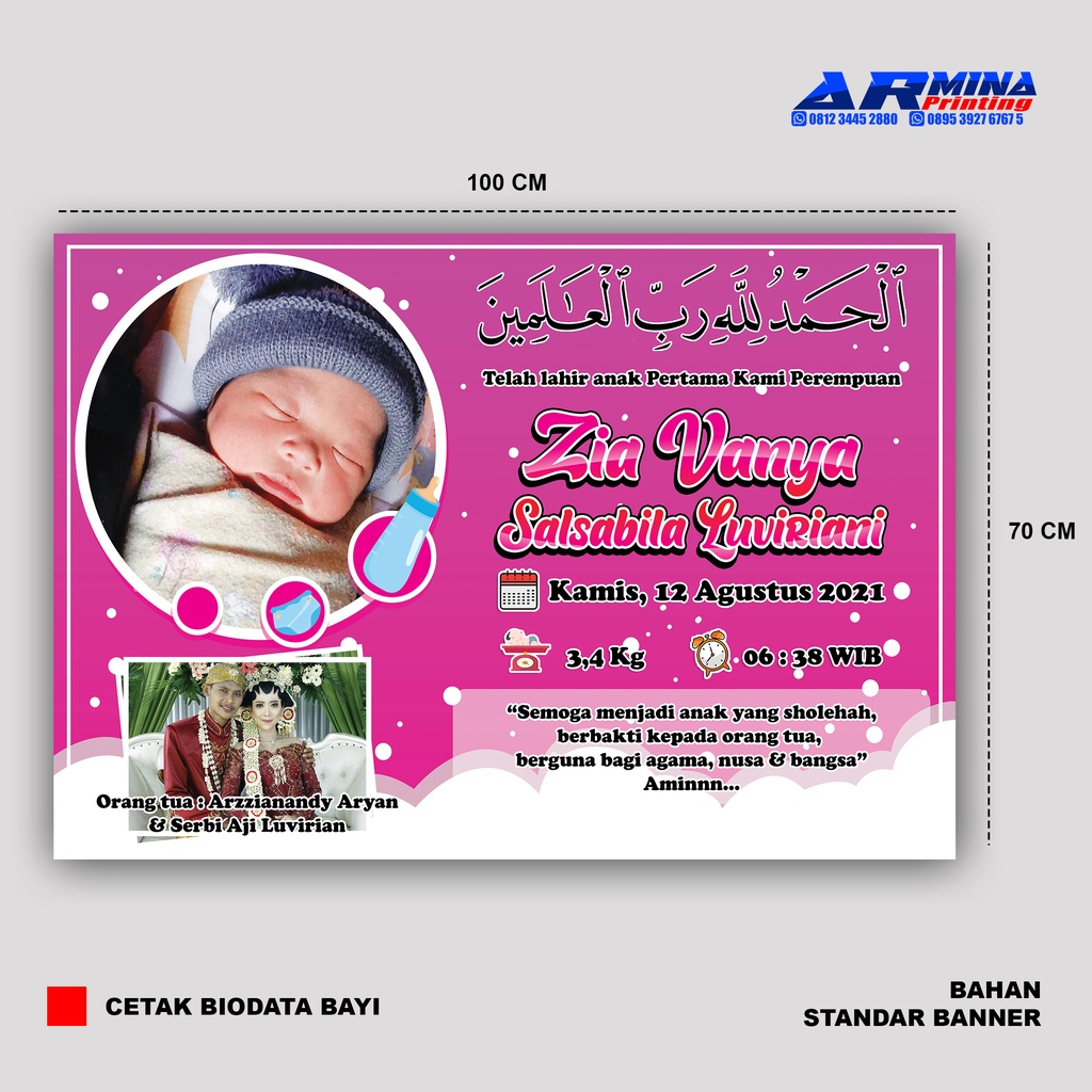 CETAK MMT BANNER  NAMA BAYI - BIODATA BAYI - BABY BIO