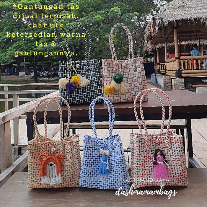 COD/Tas Jali Size S/Tas Jali size M/Tas Jali size L/Tas anyaman plastik/Tas jali/Tassel/pompom