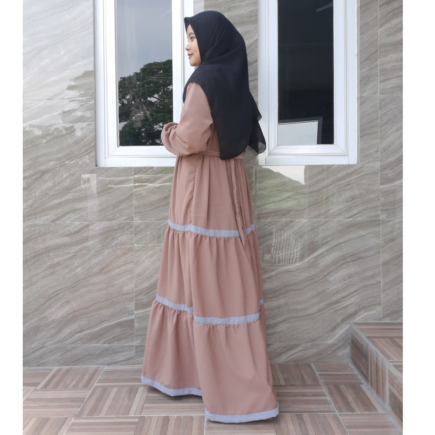 Gamis Wolfis Susun Kombinasi/ Gamis Wolfis Kancing Susun