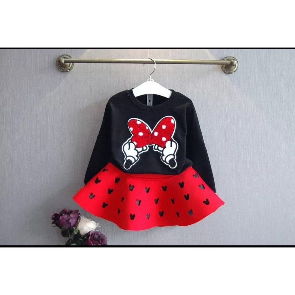 [st hendy RO]Setelan Anak Perempuan Babyterry Black/Red