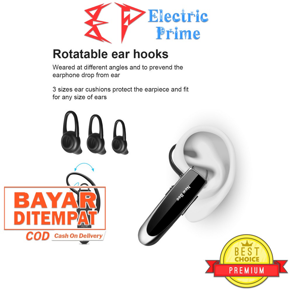 NEW BEE Earphone Bluetooth Headset Headphone Mini Wireless Handsfree Mic With Pouch Noise Cancelling