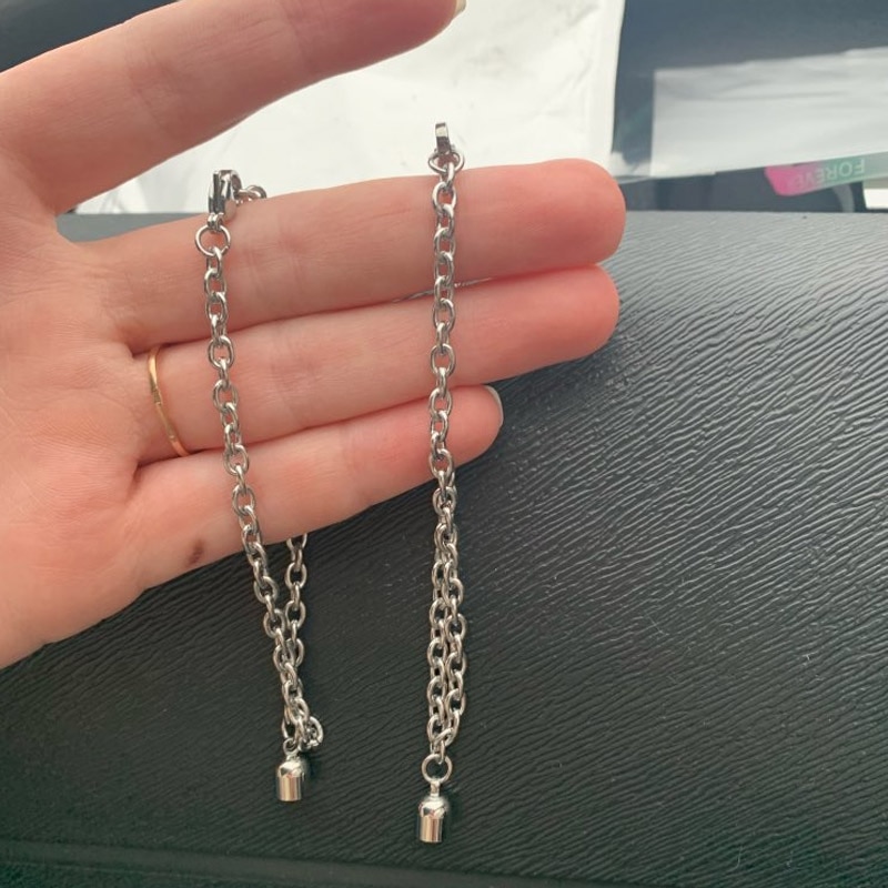 1 Pasang Gelang Magnet Adjustable Bentuk O Bahan Stainless Steel Untuk Pasangan