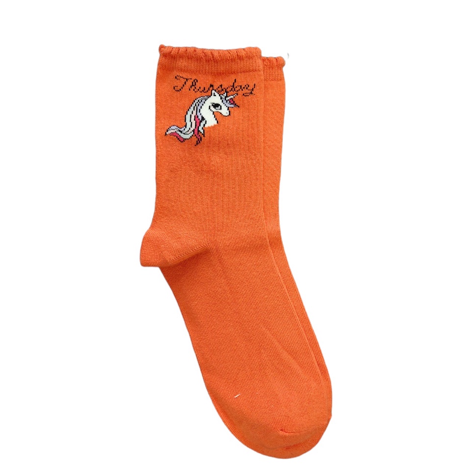 Kaos Kaki Motif Lucu-Lucu / Buah / Snack / Christmas / Snoopy / Leopard BEBAS PILIH (EXPT)-E32 Thursday Orange