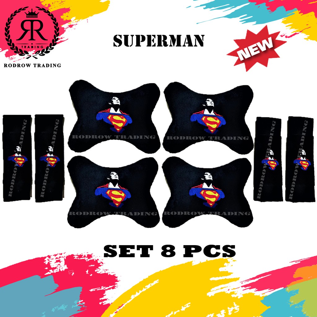 Bantal Mobil Superman Set 8 pcs / Bantal Jok Mobil Superman