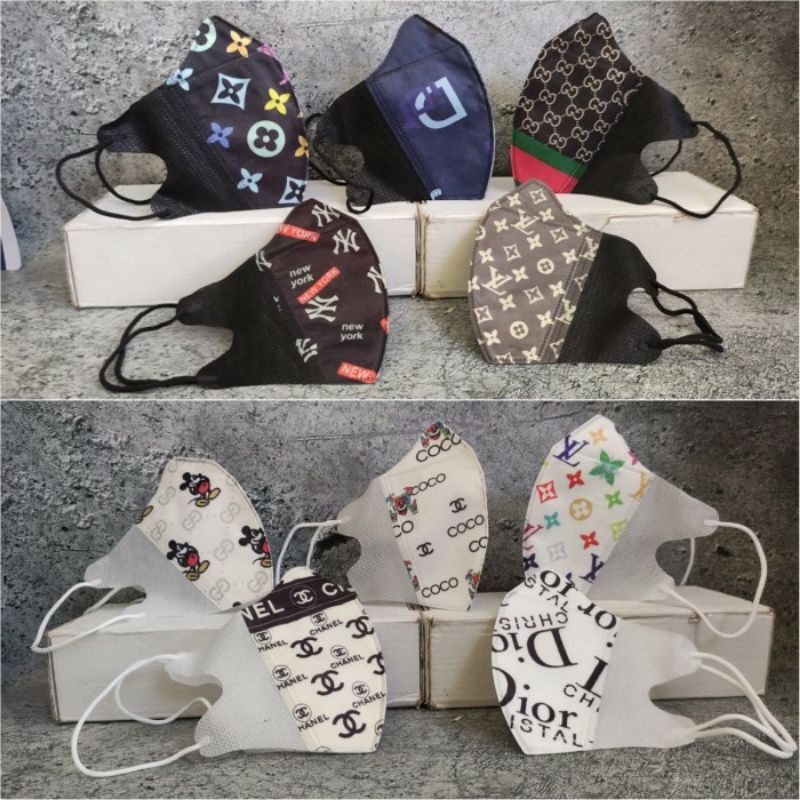 NO BOX - MASKER DUCKBILL 3PLY FASHION BRANDED MIX MOTIF FACE