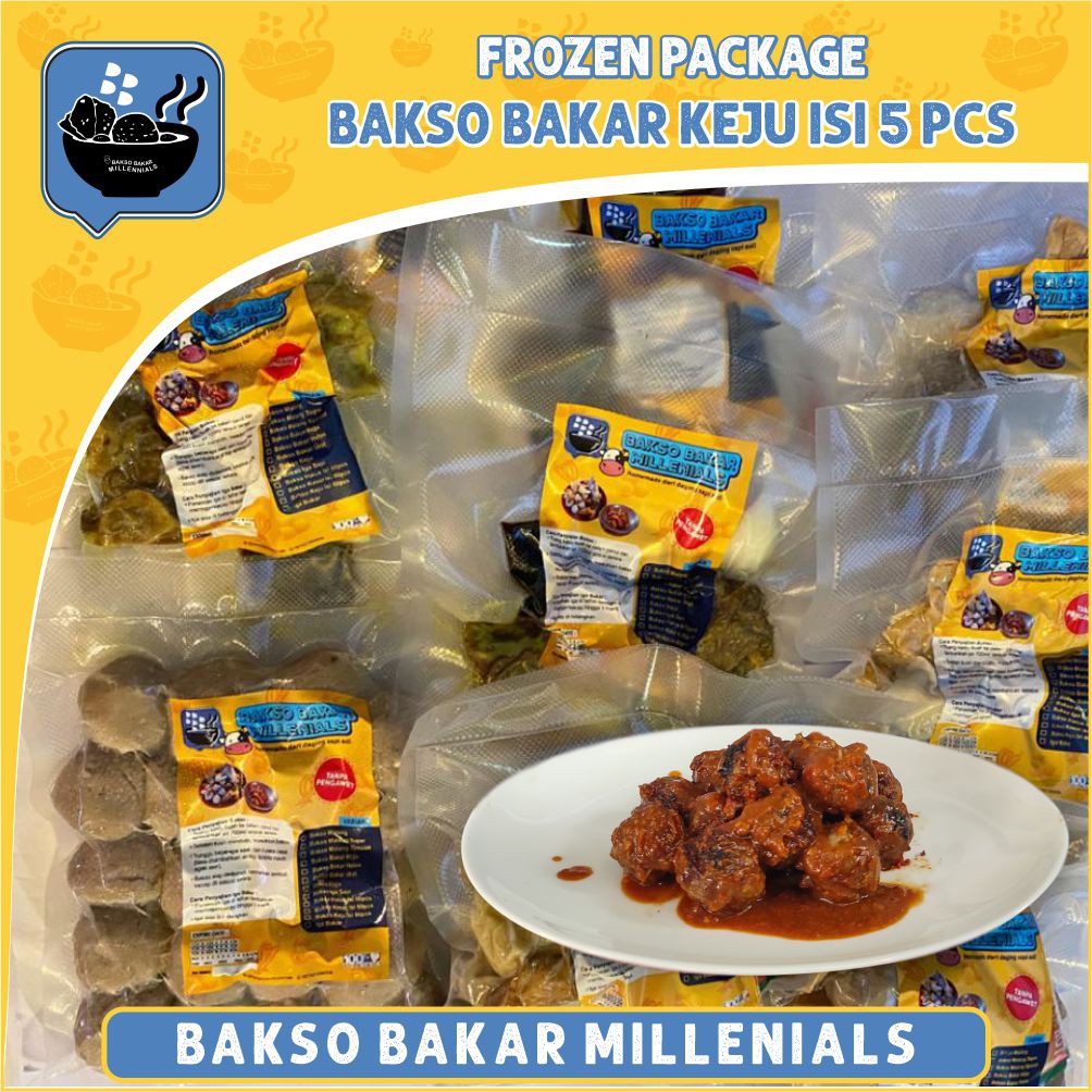 

Bakso Bakar Keju isi 5pcs - Bakso Bakar Millenials Frozen Package - Bakso Sapi Asli Khas Kota Malang