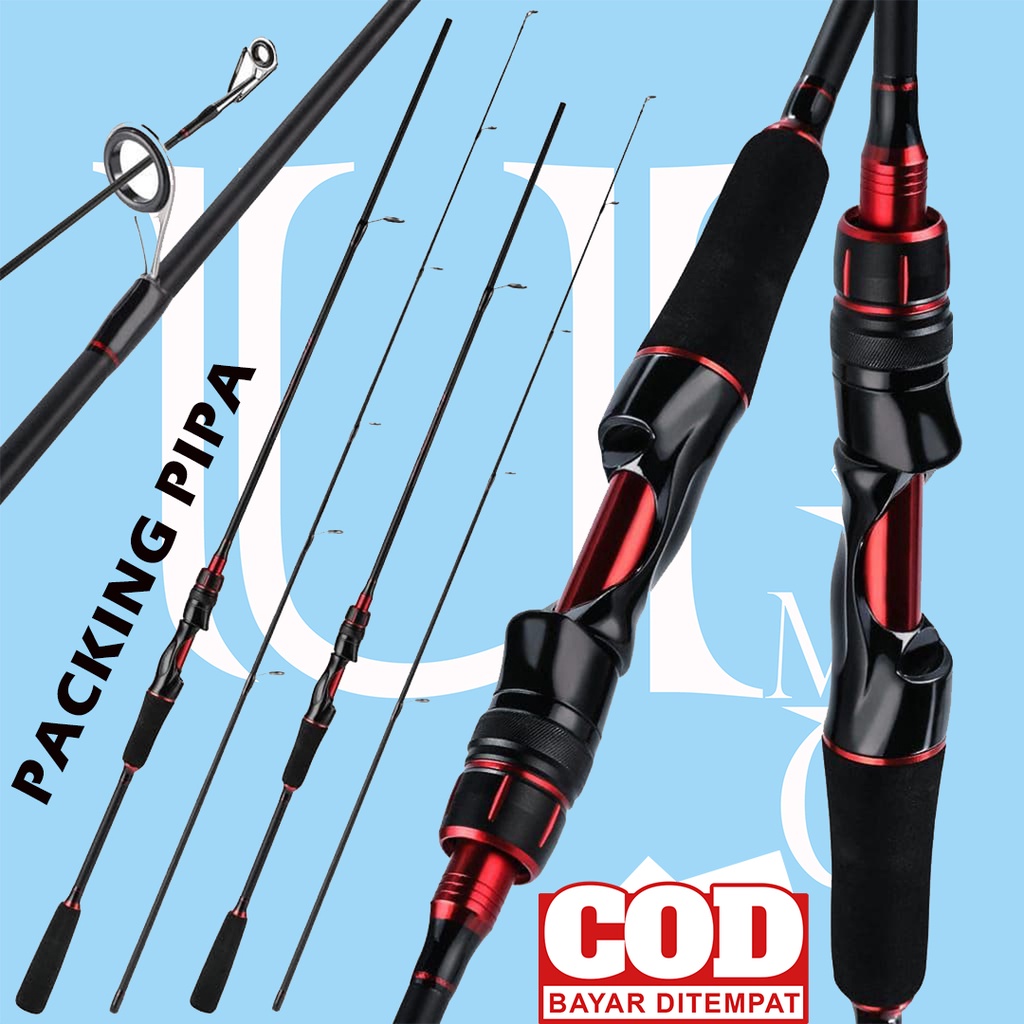 Joran Pancing Sambung Spinning Casting UL Gun Handle 2 Segments1.8 M 2.1 M BLACK