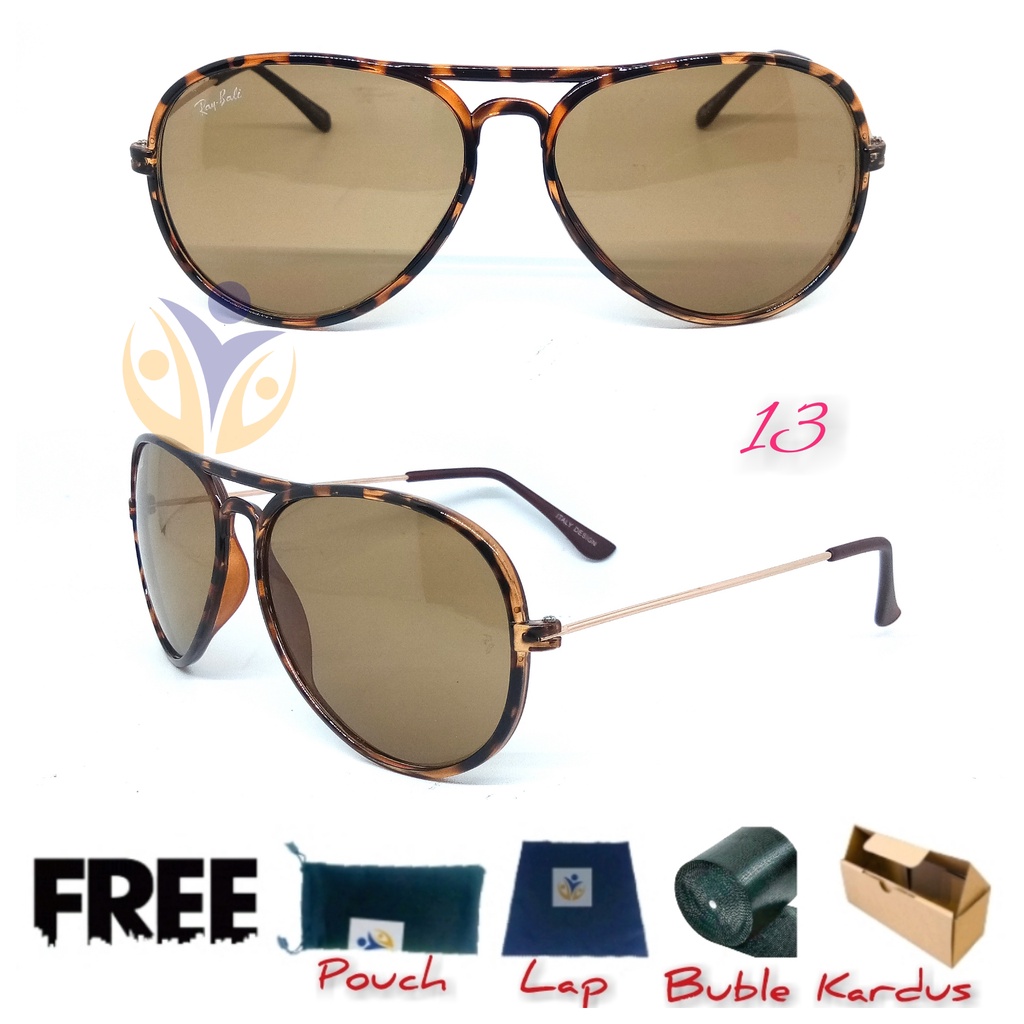 Kacamata hitam aviator lensa kaca UV Protection