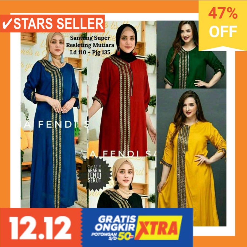 BUSANA MUSLIM TERBAIK MURAH BARU KECIL BESAR JUMBO BIG / Gamis arab fendi baju murah wanita