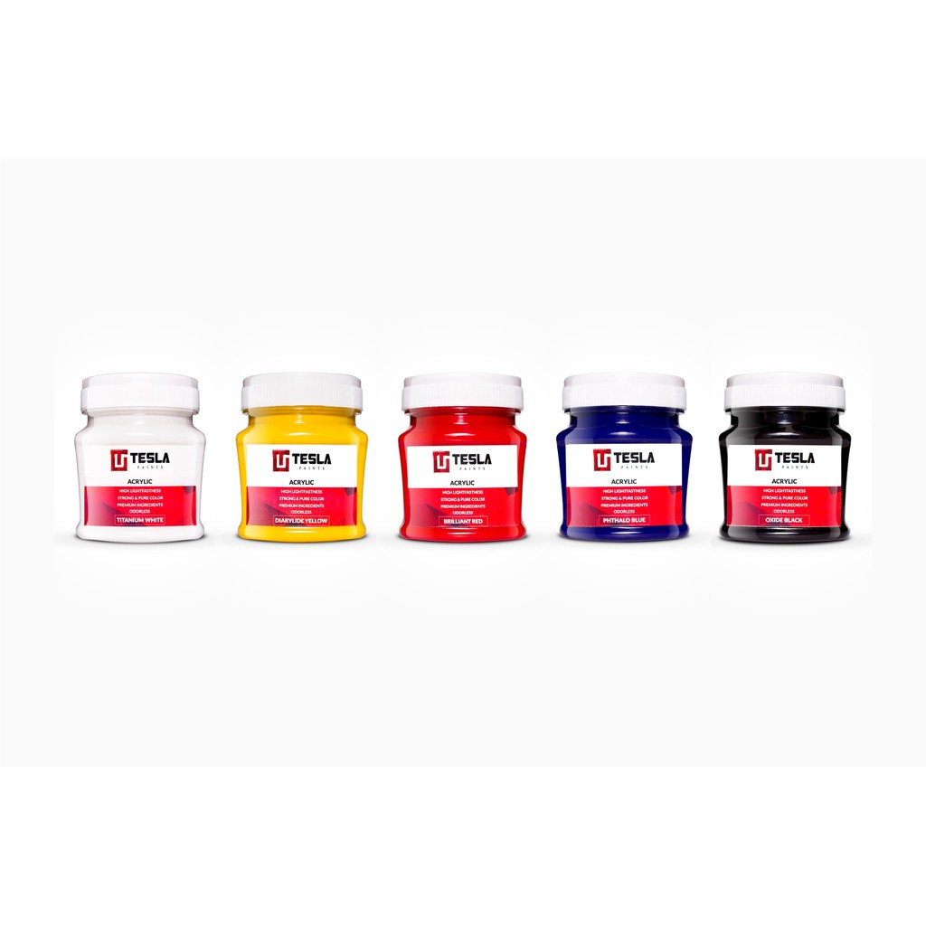 

Tesla Paints -125ml - Cat Akrilik 5 warna primer - Acrylic Paints - Tesla Paint - cat acrylic