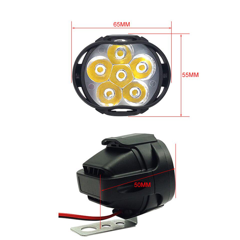 2pcs Lampu Sorot 6-LED Super Terang Untuk Motor / Skuter Elektrik