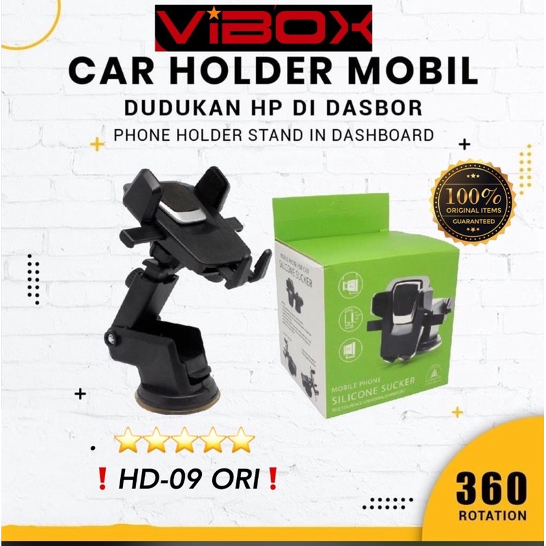 PROMO CAR HOLDER MOBIL VIBOX HD-09 ORIGINAL UNIVERSAL FOR TAXI ONLINE CAR PREMIUM 360DEGREE ROTATION