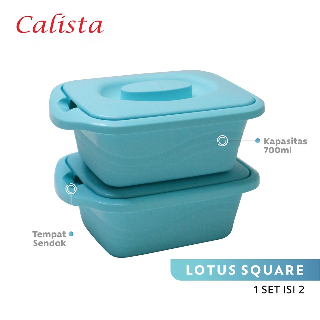 Kotak Wadah Saji Mini + Tutup Calista Lotus Oval 1set Isi 2pcs Lunch Box Nasi 700ml Tempat Sayur Serbaguna Cup Sambel