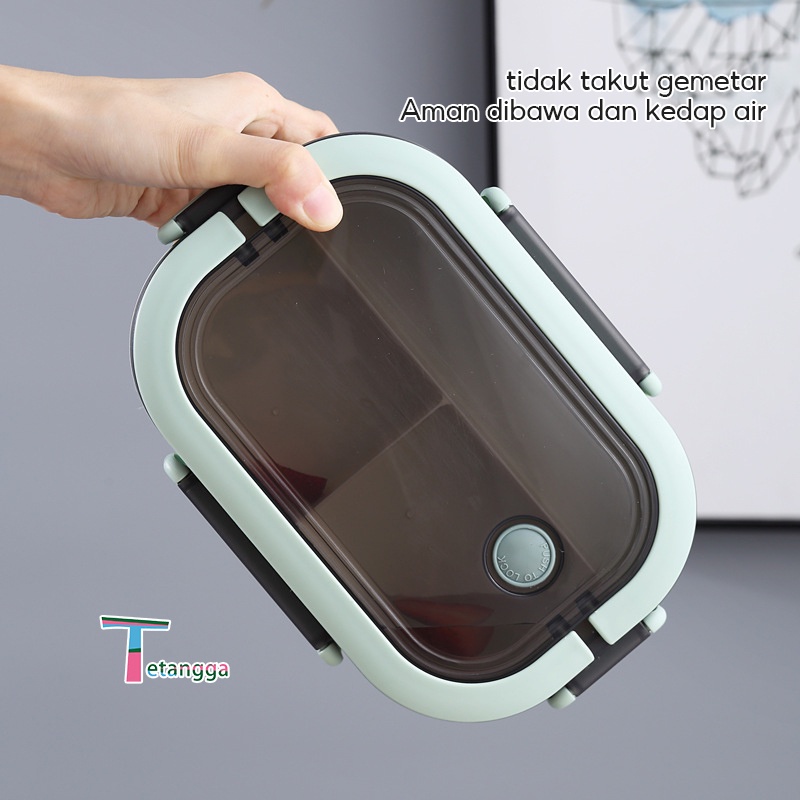 Tempat Makan Siang Kotak Bekal Single-Layer Makanan Bento Lunch Box Microwavable Anti Tumpah