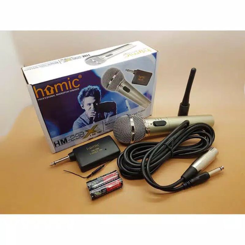 MICROPHONE SINGLE WIRELESS HOMIC HM 298 ( MIC BAHAN MENTAL ) - MIC