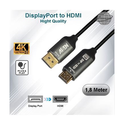 Dp displayport to hdtv cable aisen 1.8m 4k 2k UHD for pc cpu laptop - Kabel display port hdtv 1.8 meter