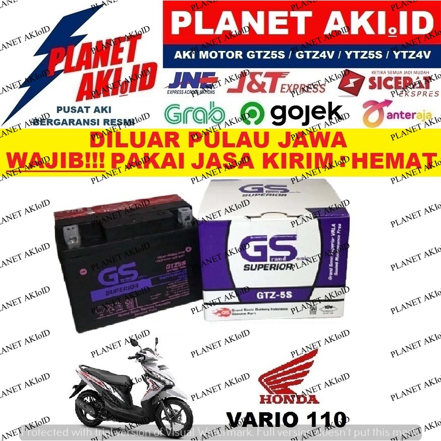 Aki Motor Honda Vario 110 GTZ5S Accu Kering MF