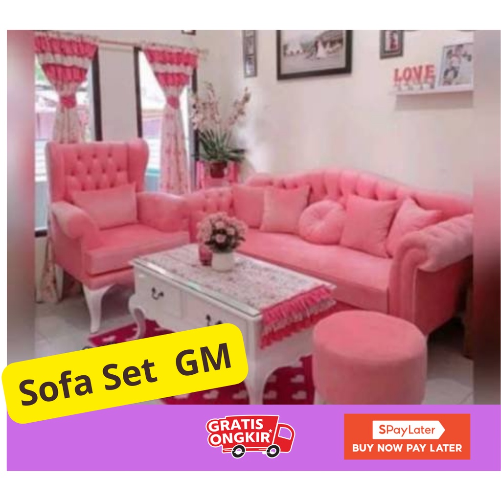 ZELA - Sofa Set Ruang Tamu/Sofa Set Ruang Keluarga - Pink