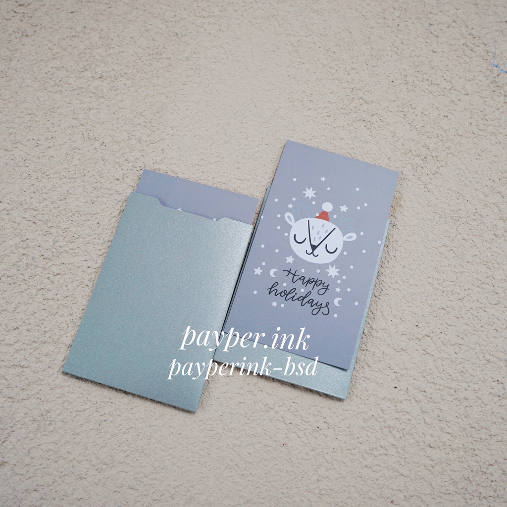 

Christmas Card / Kartu Natal Silver Happy Holidays Reindeer