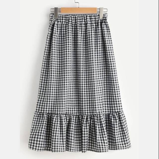 Rok panjang / rok kriwil katun kotak/ Hala Skirt