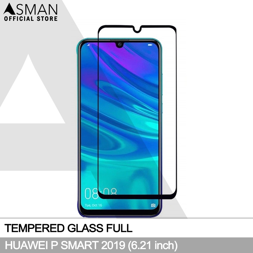 Tempered Glass Full Huawei P Smart 2019 (6.21&quot;) | Anti Gores Kaca - Hitam