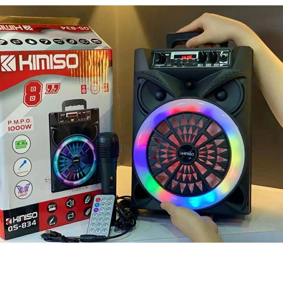 Speaker bluetooth KIMISO Qs 834 led 8inch free microphone