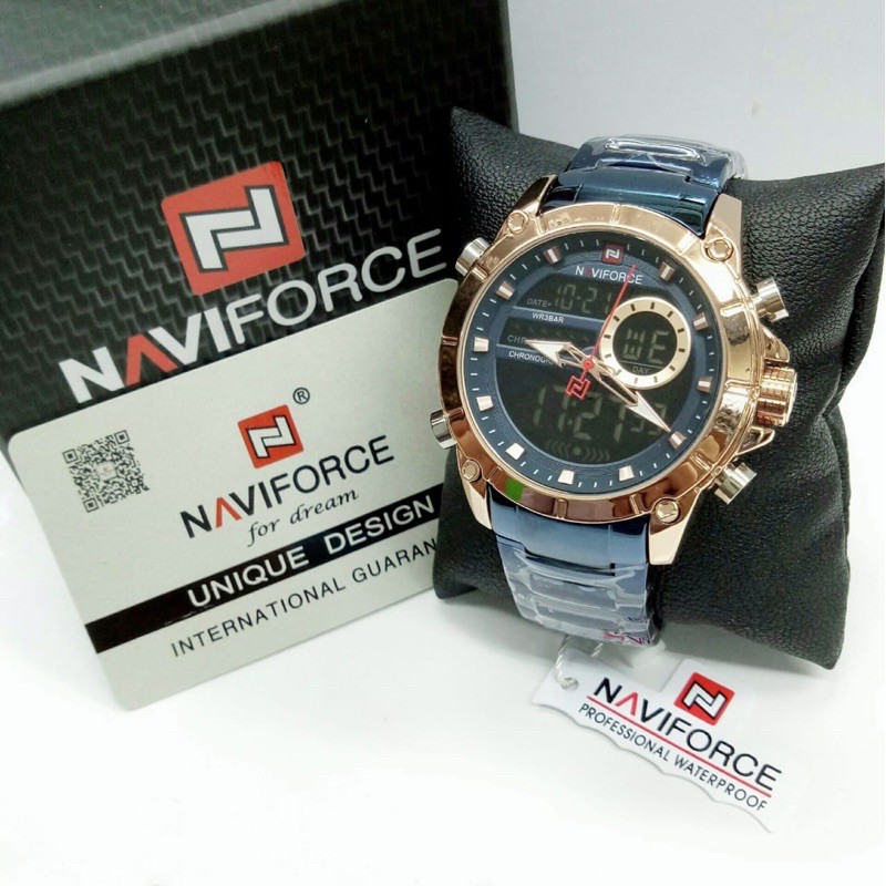 Jam tangan Naviforce 9163 Tali Rantai Original Pria