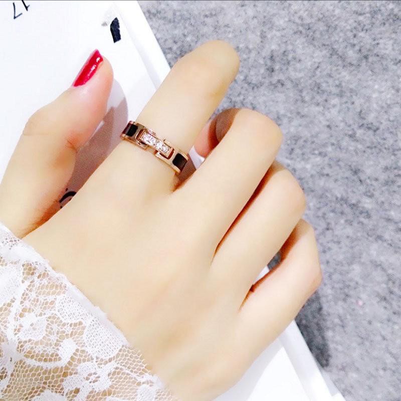 Cincin Titanium Mini Korea Wanita Fashion CK057 rose gold simple elegant cocok pesta kantor formal