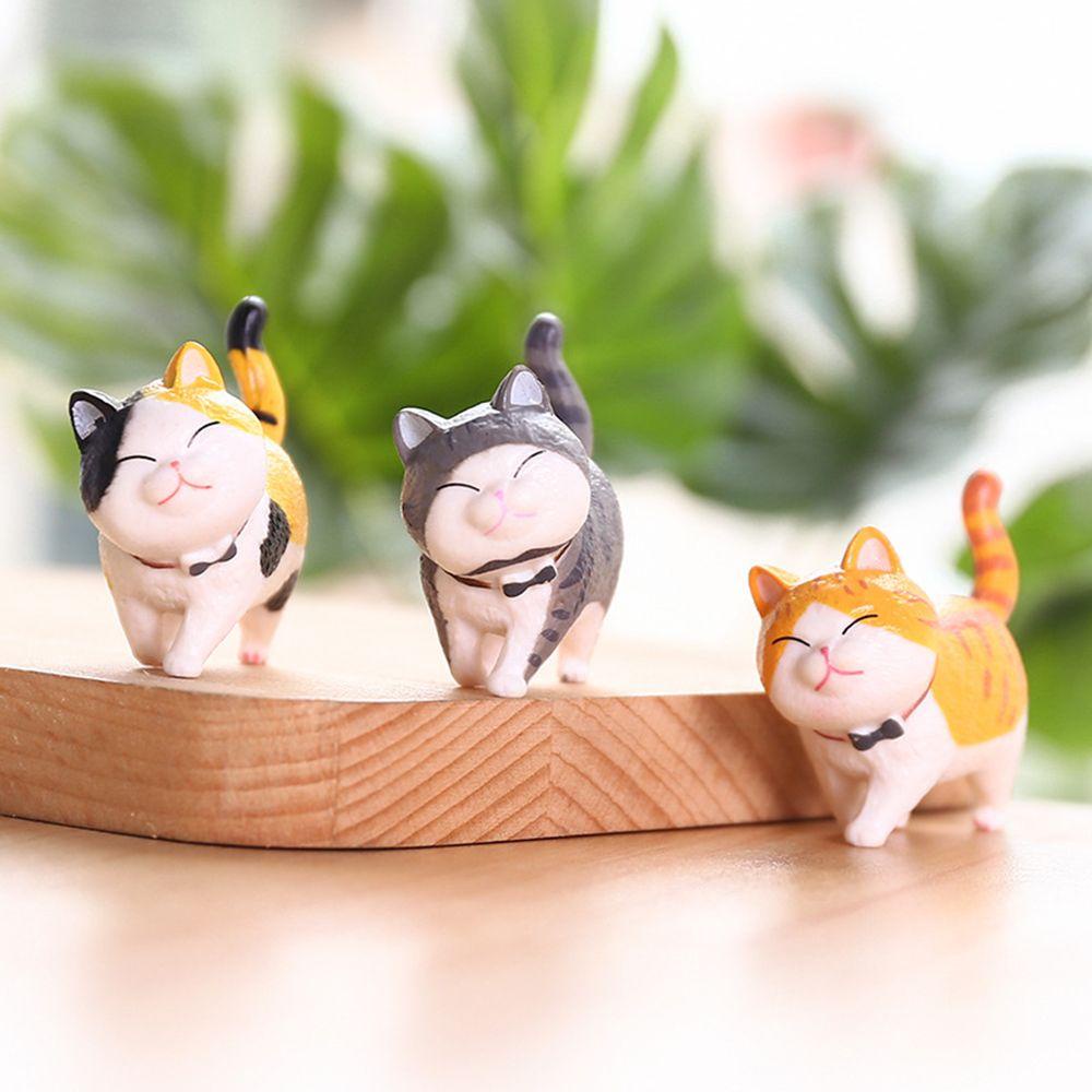 Suyo Ornamen Patung Kartun Kucing Lucu Kreatif Dengan Pita