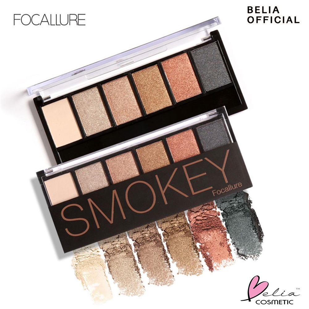 ❤ BELIA ❤ FOCALLURE Smokey 6 Colors Eyeshadow Palette FA06 | Eyeshadow | Riasan Mata (✔BPOM)