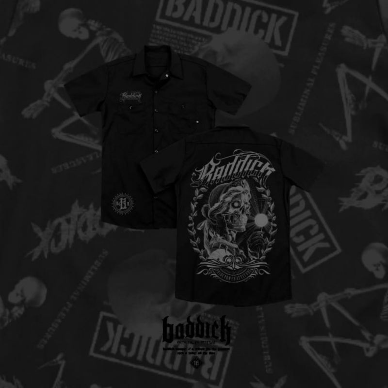 KEMEJA BADDICK WORKSHIRT PRIA COWOK BAHAN KATUN ADEM FULL SABLON DESAIN KEREN TERBAIK XL