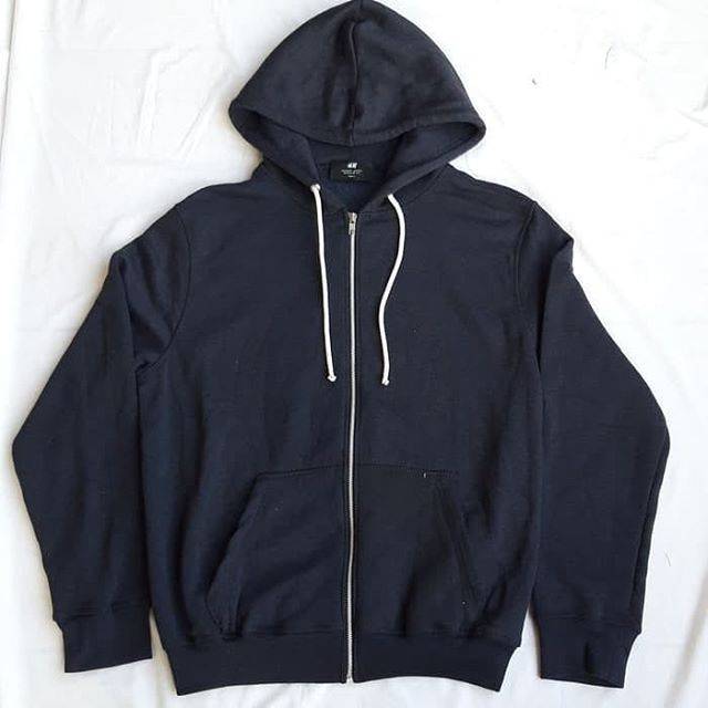 Jaket H&M Zipper Polos Navy Unisex Jaket Pria Jaket Wanita Original