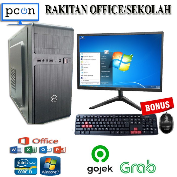 PC RAKITAN OFFICE/WARNET I3 BONUS KEYBOARD MOUSE FULL SET MONITOR SPC