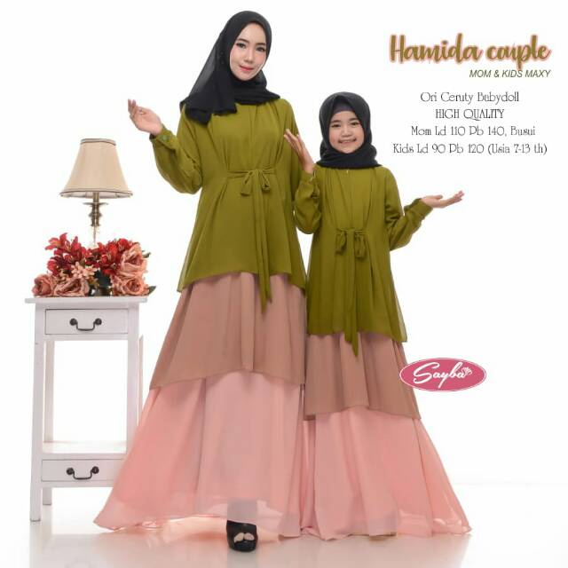 HAMIDA COUPLE Bahan CERUTY BABYDOLL Dapat 2 Baju ( GAMIS IBU Dan GAMIS ANAK )  BAJU COUPLE WANITA TERBARU IBU DAN ANAK BAJU COUPLE TERBARU KEKINIAN SIMPLE DAN ELEGAN NYAMAN DI PAKAI DAN HARGA TERJANKAU BAJU COUPLE 2022