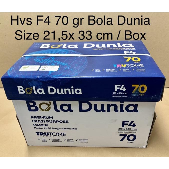 

Kertas Hvs putih F4 70 gr Bola Dunia ( box ) KERTAS FOLIO