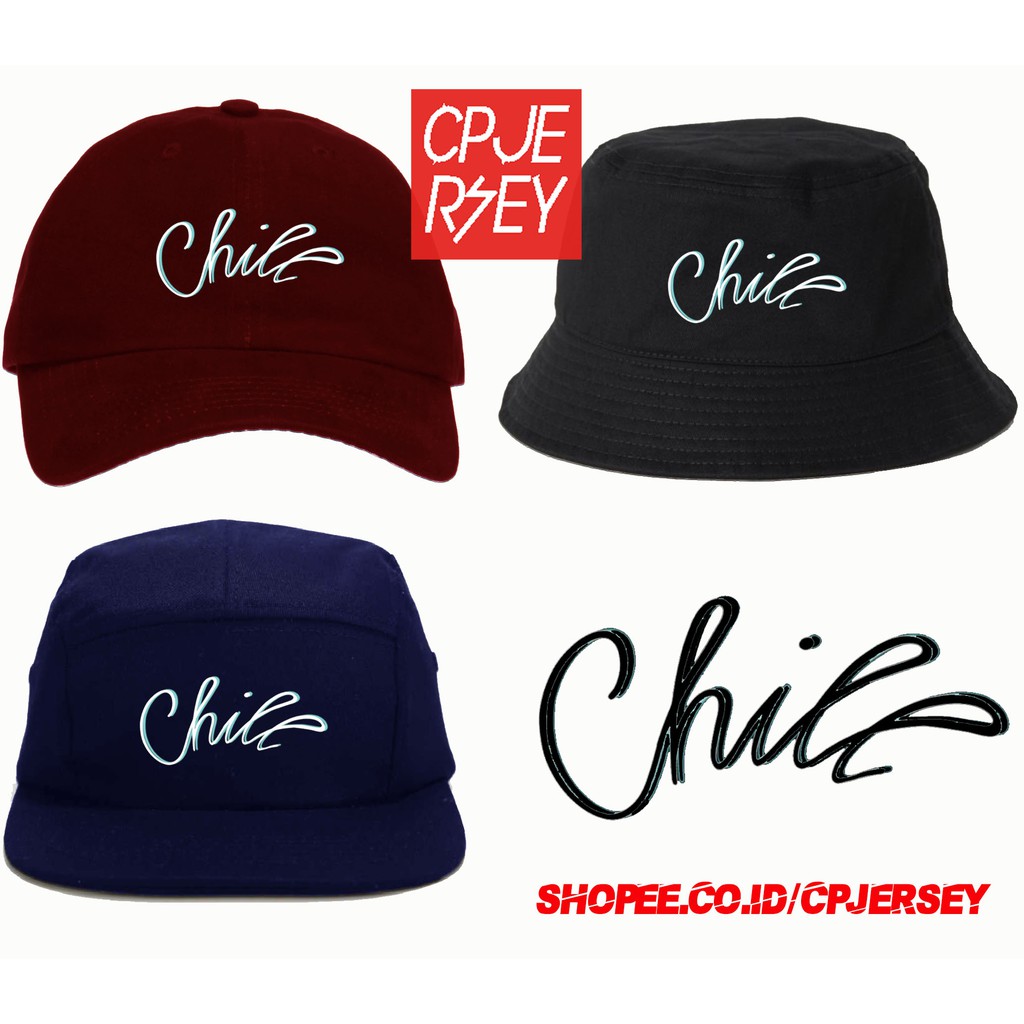 Topi Baseball Chill Santai Kalem Woles Bordir Snapback 5 Panel Baseball Cap Bucket Hat Five Panels