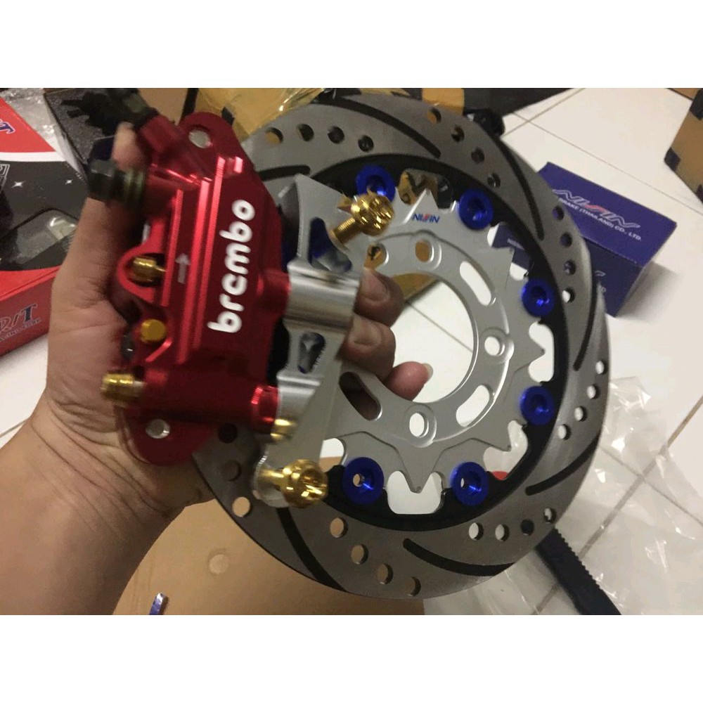 Jual TERSEDIA PAKET LENGKAP KALIPER MONOBLOK BREMBO DISC NISSIN 220MM BREKET MONOBLOK UNTUK