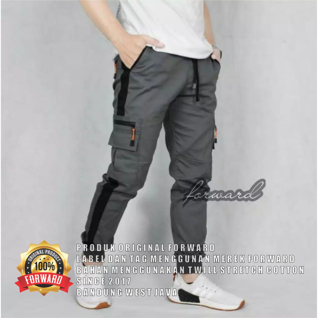 Celana Joger Jogger Cargo Pria List Forward